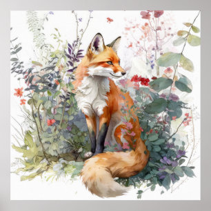 Poster Fox Retrait Animal Painting Willife Outdoor Art