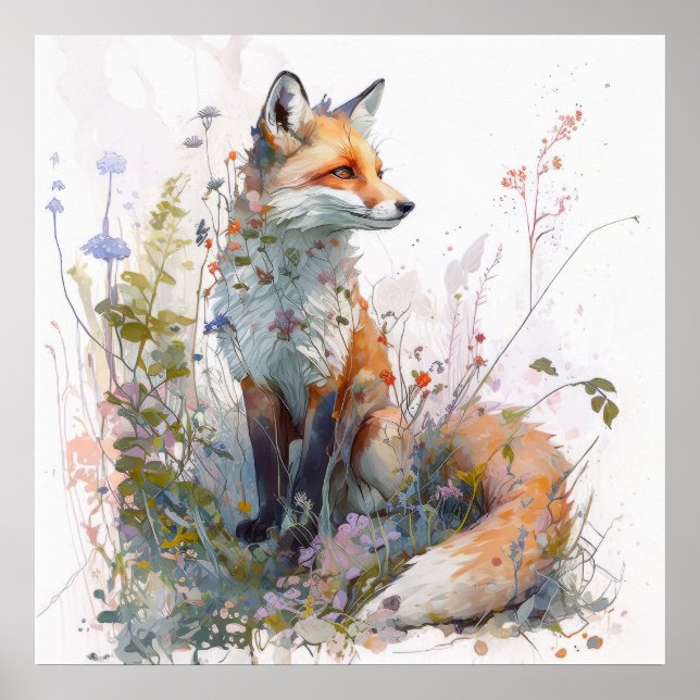 Poster Fox Retrait Animal Painting Willife Outdoor Art (Frente)