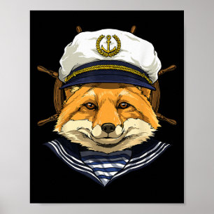 Poster Fox Sailor Boat Capitão Floresta de Fox Selvagem