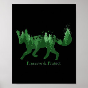 Poster Fox Silhouette Perve &amp; Protect Environmenta