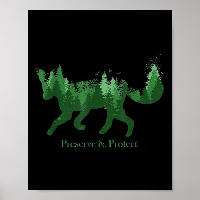 Poster Fox Silhouette Perve &amp; Protect Environmenta (Frente)