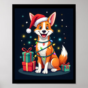 Poster Fox Terrier Iluminação de Natal Papai Noel Fox Ter