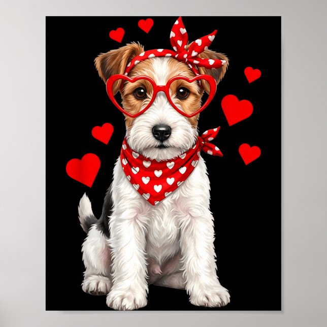 Poster Fox Terrier Valentines Day Wirehaired Dog Lover He (Frente)