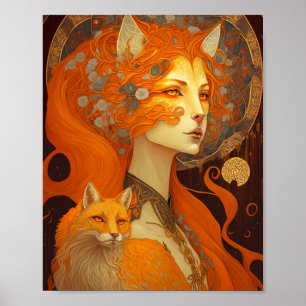 Poster Fox Woman Fantasy Art
