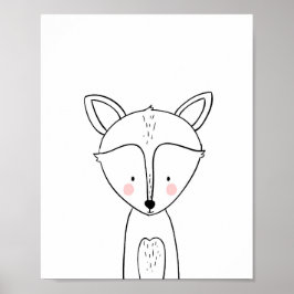 Poster Fox Woodland Animal Nursery Wall Art Monocromo