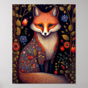 Poster Fox Woodland Fantasy Art