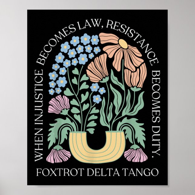 Poster Foxtrots Delta Tangos Funny Flower Boho (Frente)
