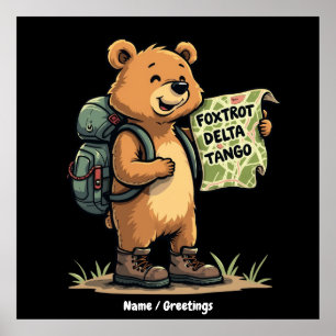 Poster Foxtrots Deltas Tangos Urso Engraçado Retrográfico
