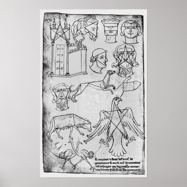 Poster Fr 19093 fol.18v Diversos desenhos (Frente)