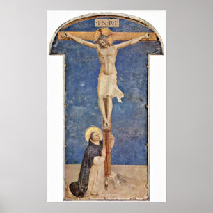 Pôster Fra Angelico - StDominic na cruz do cristo