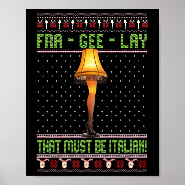 Poster Fra-gee-lay Engraçado Natal Frágil Natal Italiano  (Frente)