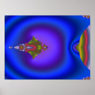 Poster Fractal Azul Profundo