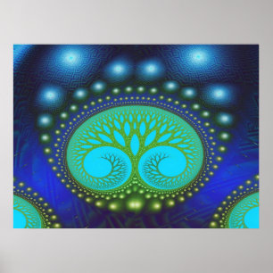 Poster Fractal Celestial Floresta Fine Abstrato Art
