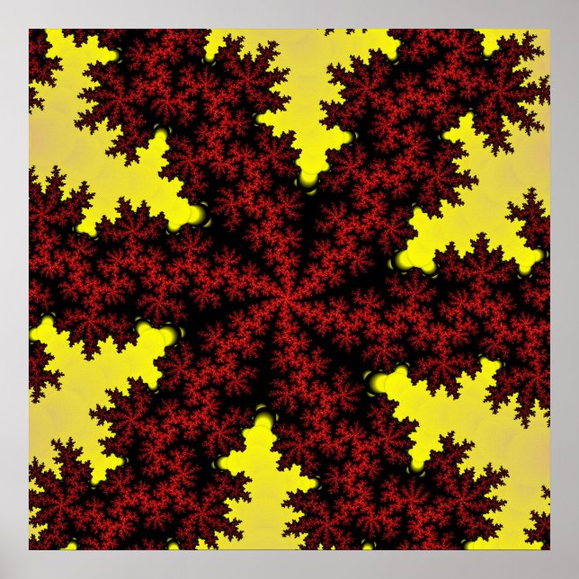 Poster Fractal Colorida Vermelha e Amarelo (Frente)