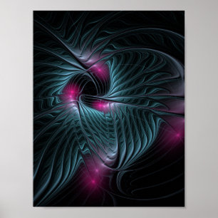 Poster Fractal de Fantasia Colorida abstrato