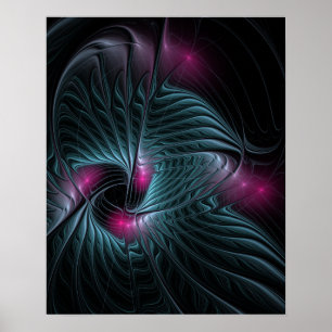 Poster Fractal de Fantasia Colorida abstrato 