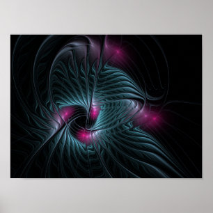 Poster Fractal de Fantasia Colorida abstrato