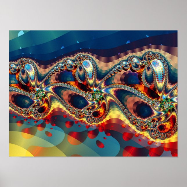 Poster Fractal de Flor de Galáxia (Frente)