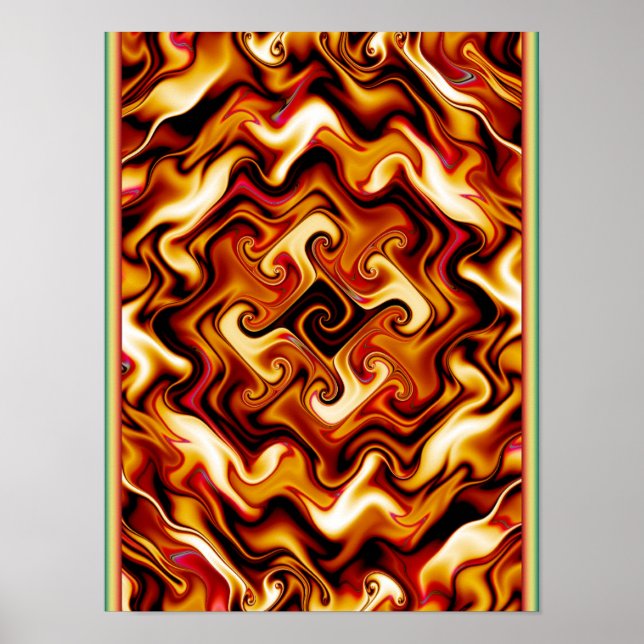 Poster Fractal de Fogo Giratório (Frente)