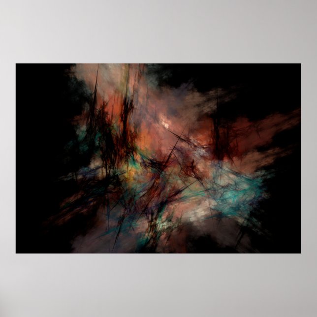 Poster Fractal digital abstrato (Frente)