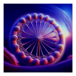 Pôster Fractal do Dente-de-Leão Azul