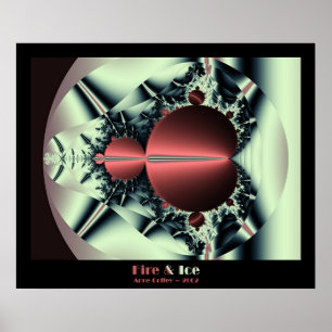Pôster Fractal do fogo e do gelo de Mandelbrot do Fractal