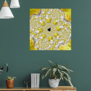 Poster Fractal Dourado abstrato
