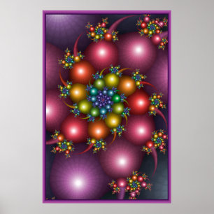 Poster Fractal em Espiral Colorido