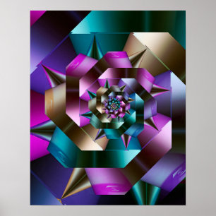 Poster Fractal em Espiral Metálica