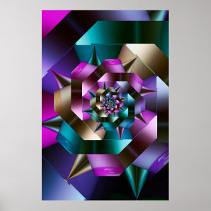 Poster Fractal em Espiral Metálica