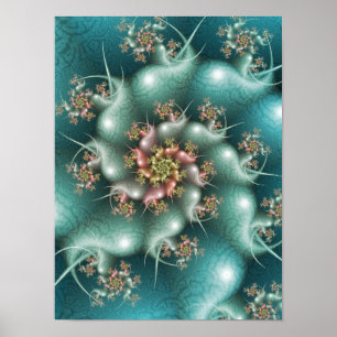 Poster Fractal Espiral Azul