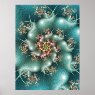 Poster Fractal Espiral Azul