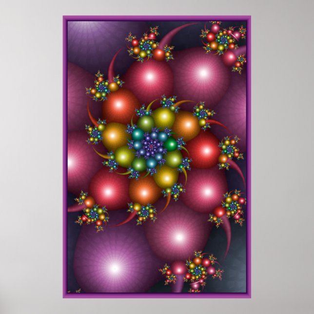 Poster Fractal espiral colorido (Frente)