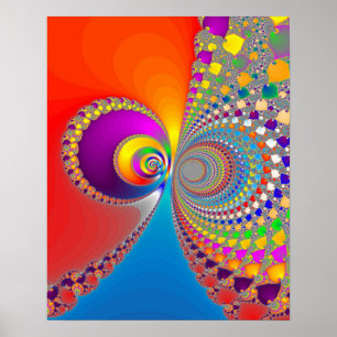 Poster Fractal espiral colorido