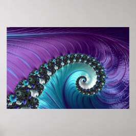 Poster Fractal Espiral Com Gradiente De Turquesa Roxo abs