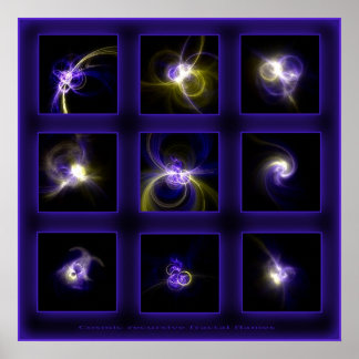 Pôster Fractal Flames Comp. -azul
