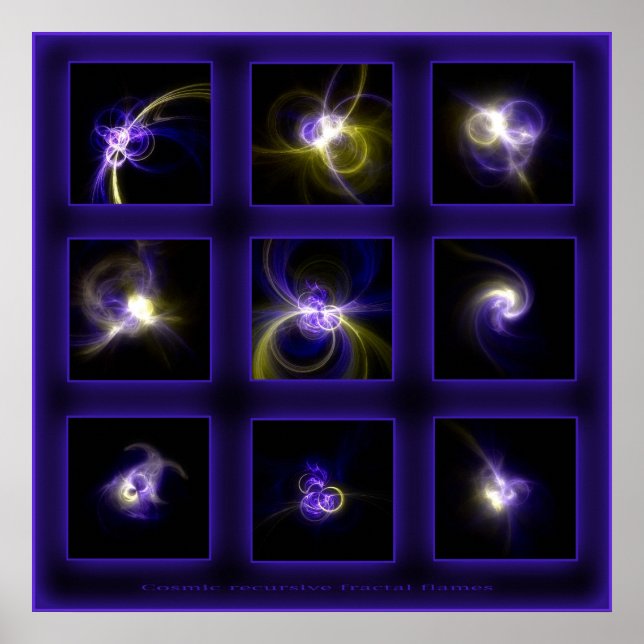 Pôster Fractal Flames Comp. -azul (Frente)
