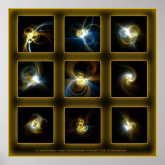 Pôster Fractal Flames Comp. -bege