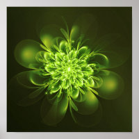 Fractal Flor Brilhante Espalha Verde