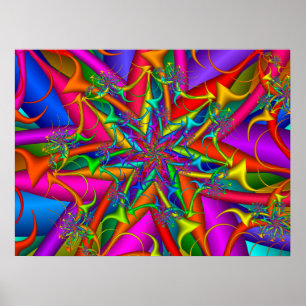 Poster Fractal Fogos de Artifício Coloridos