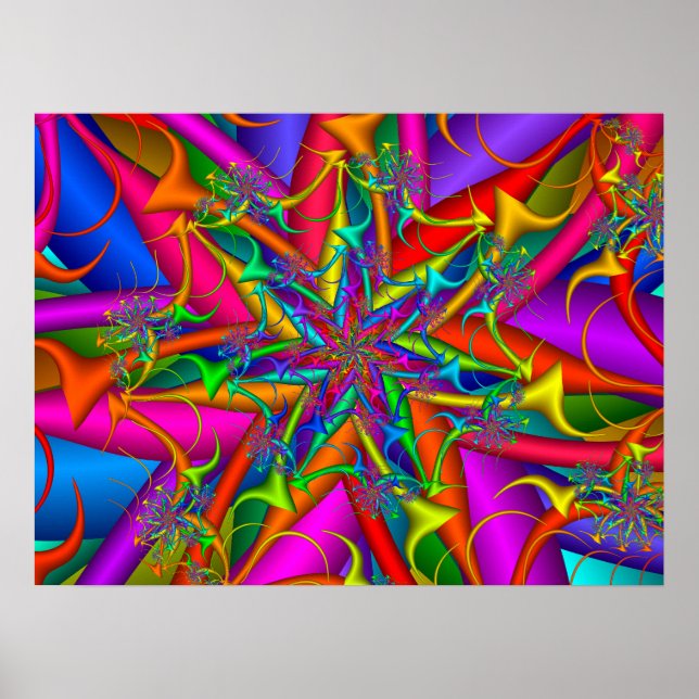 Poster Fractal Fogos de Artifício Coloridos (Frente)