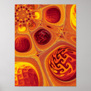 Poster Fractal Laranja Kaleidoscópico