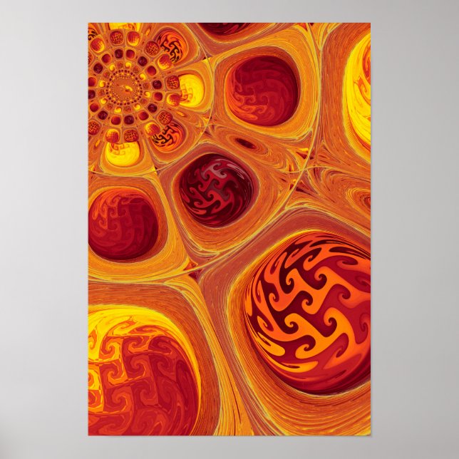 Poster Fractal Laranja Kaleidoscópico (Frente)