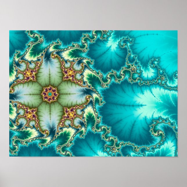 Poster Fractal Mandelbrot Azul (Frente)