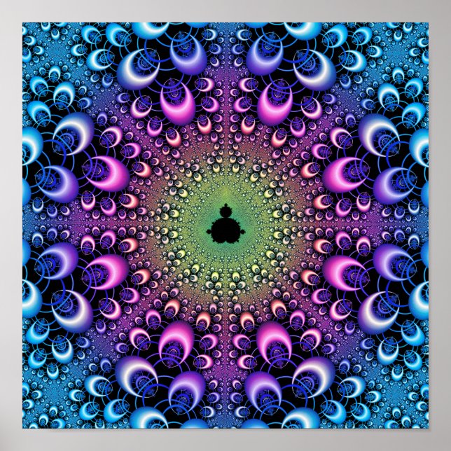 Poster Fractal Mandelbrot com Argolas (Frente)