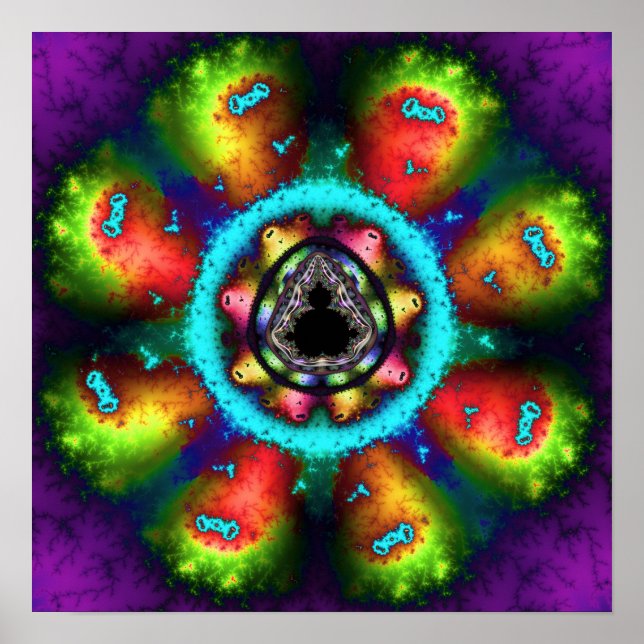 Poster Fractal Mandelbrot Psicodélico (Frente)