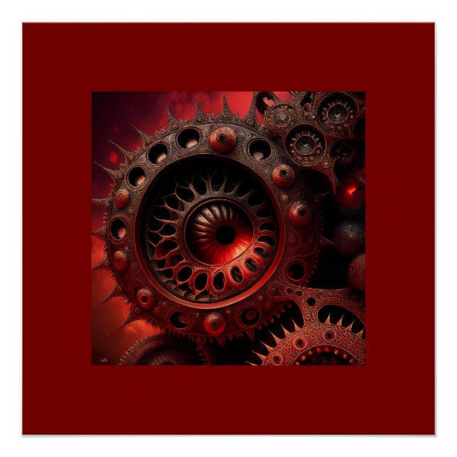 Pôster Fractal Mandelbrot Steampunk Bronze (Frente)