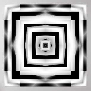 Pôster Fractal preto e branco simples
