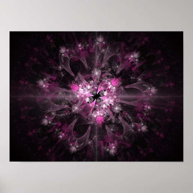 Poster Fractal Preto E Rosa (Frente)