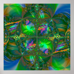 Pôster Fractal Psicodélico de Destino Enredado